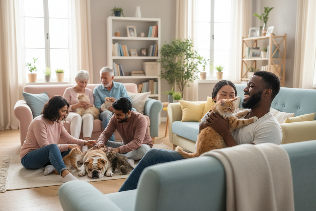 Pet Owners with Cats and Dogs